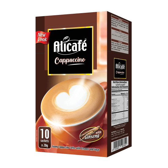 Alicafe Cappuccino Ginseng Box 10 Sachet 20g, Pack Of 20