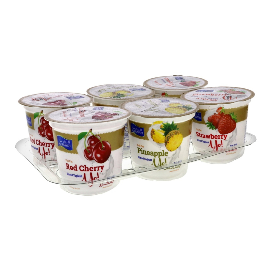 Al Rawabi 6X130 Gm Yo Fruit Yoghurt Assorted-130 Gm(2Strby +2Chry+2Pine A)