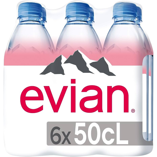 Evian Natural Mineral Water 500ml, Pack of 6