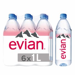 evian Natural Mineral Water 1L, Pack of 6 evian Natural Mineral Water 1L, Pack of 6