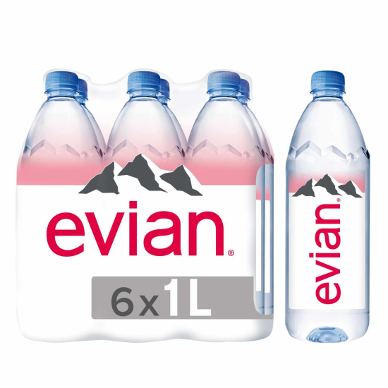 evian Natural Mineral Water 1L, Pack of 6