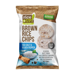 Rice Up Whole Grain Rice Chips Sea Salt & Black Pepper Gluten free, No GMO 60g, Pack Of 12