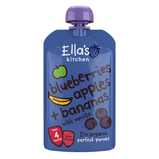 Ella's Kitchen Organic Blueberries Apples Banana + Vanilla 120g