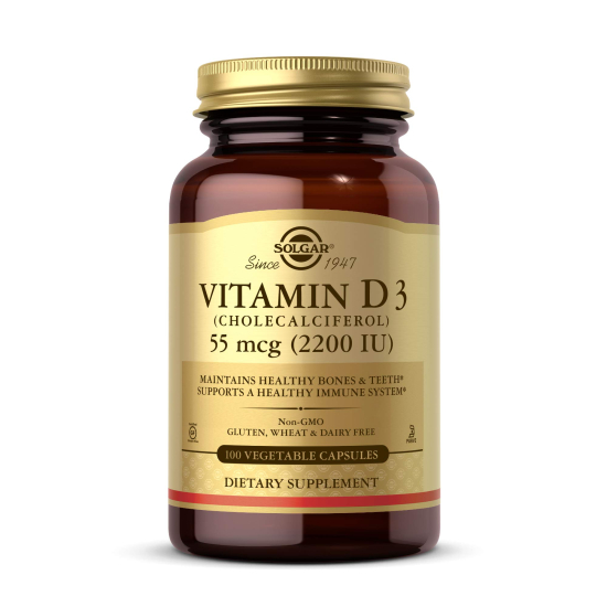 Solgar Vitamin D3 2200 IU 100 Vegetable Capsules New