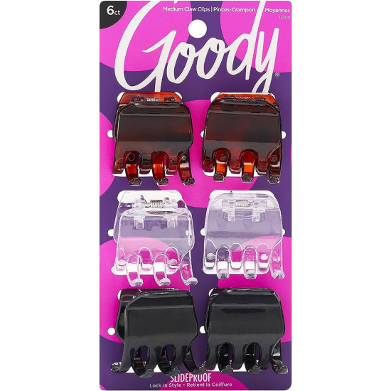 Goody Women Slide Proof Small Half claw Clip 6pcs