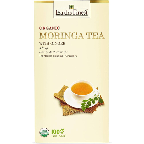 Earths Finest Organic Moringa Tea with Ginger 1.5g X 25 Tea Bags