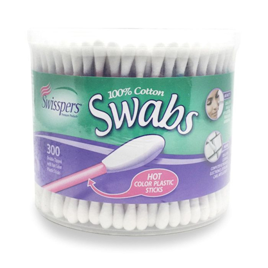 US Cotton Swisspers Hot Colored Plastic Swabs 300 Pcs