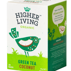 Higher Living Organic Green Tea Coconut Tea Bags 20's
