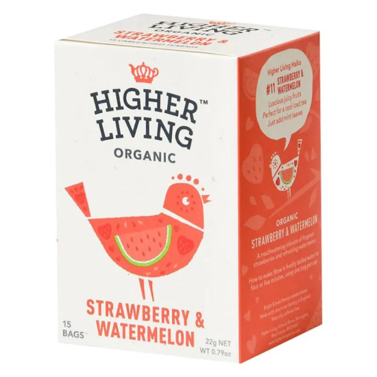 Higher Living  Organic Strawberry & Watermelon Tea Bags 15pcs