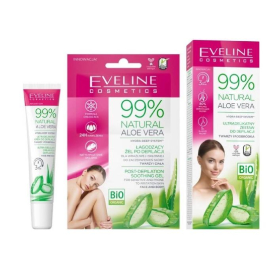 Eveline 99% Natural Aloe Vera Set For Face & Chin + Post Soothing Gel