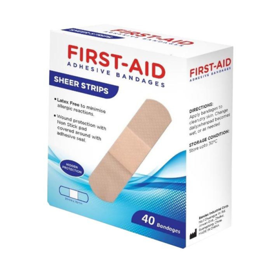 First Aid Sheer Strip Bandages 40 pcs 19mm x 76mm