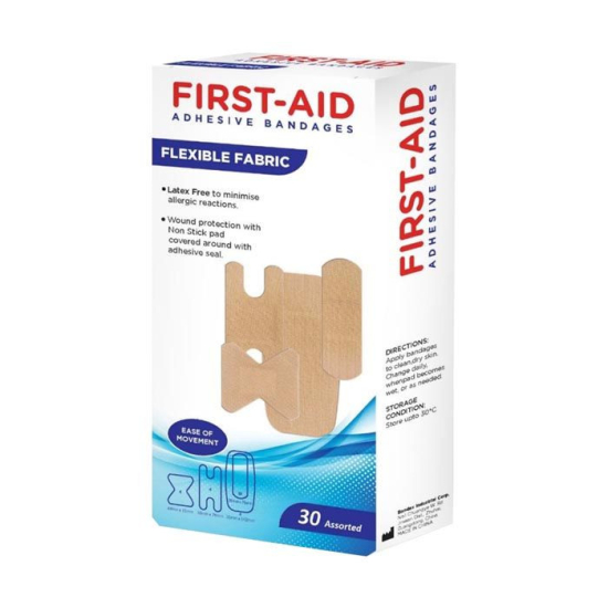 First Aid Flexible Fabric Bandages Assorted 30pcs