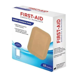 First Aid Sheer Adhesive Pad Bandages 10pcs 76mm x 102mm