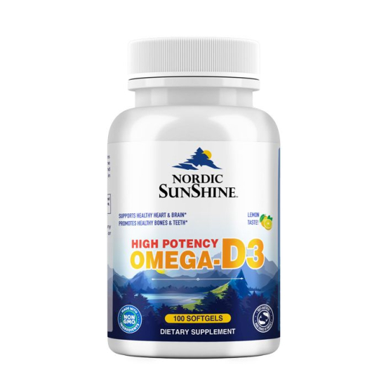 Nordic Sunshine High Potency Omega 1280mg With Vitamin D3 25mg 100 Softgels