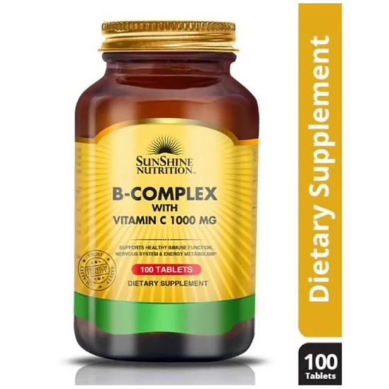 Sunshine Nutrition B Complex With Vitamin C 1000 mg 100 Tablets