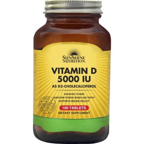 Sunshine Nutrition Vitamin D3 5000 IU 100 Vegetable Capsules