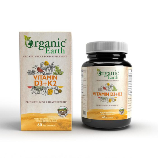 Organic Earth Vitamin D3+K2 60 Capsules