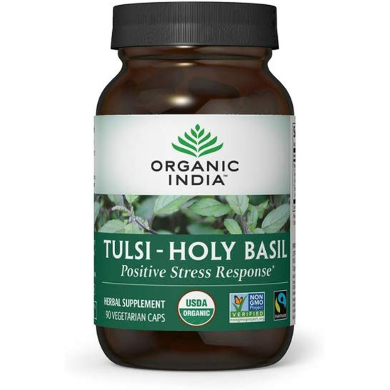 Organic India Tulsi Herbal Supplement  Holy Basil 90 Capsules