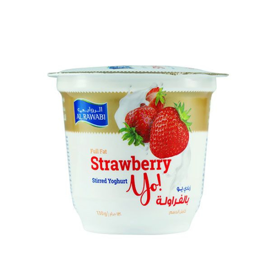 Al Rawabi Single Pot Strawberry Yoghurt, 130g