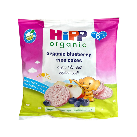 Hipp Little Nibbles Apple and Blueberry Rice Cakes, Pack Of 7x30g