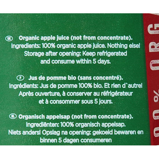 Organic Source 100% Apple Juice, Pack Of 6x1Ltr