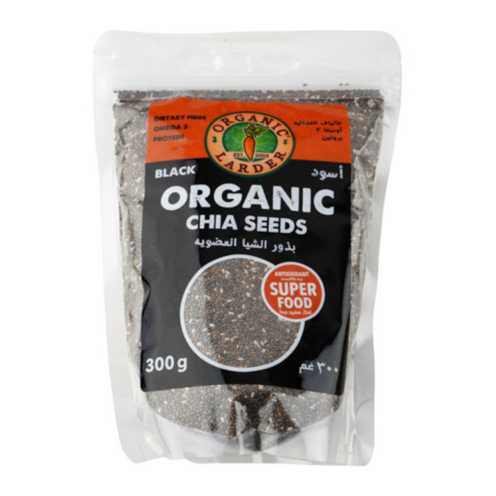 Organic Larder Black Chia Seeds, Pack Of 12x300g