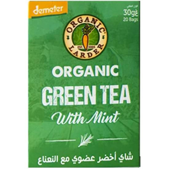 Organic Larder Green Tea with Mint, Pack Of 6x30g