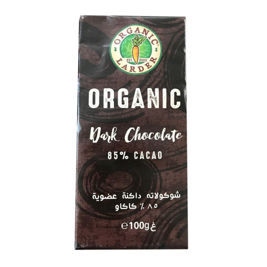 Organic Larder Dark Chocolate 85% Cacao, Pack Of 12x100g