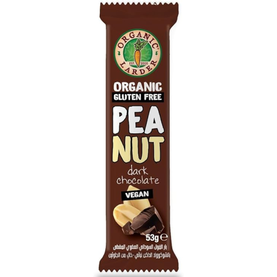 Organic Larder Peanut Dark Choco Bar, Pack Of 12x53g