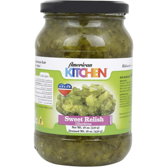 American Kitchen Gherkins Sweet Relish 510g, Pack Of 12