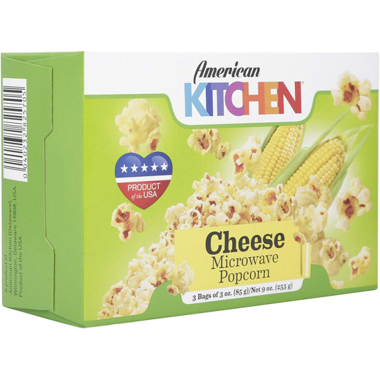 American Kitchen Cheese Microwave Popcorn 255g, Pack Of 12