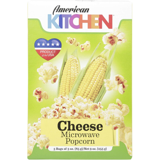 American Kitchen Cheese Microwave Popcorn 255g, Pack Of 12