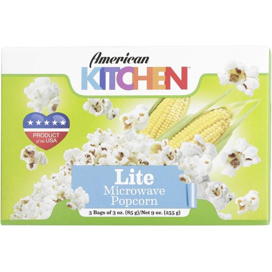 American Kitchen Lite Microwave Popcorn 255g, Pack Of 12