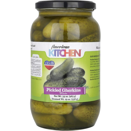 American Kitchen Gherkins Whole Pickled 963g, Pack Of 12