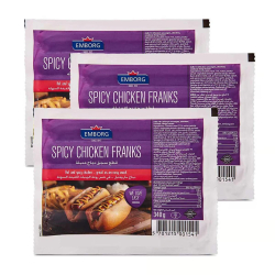 Emborg Chicken Frank Hot & Spicy 340g, Pack Of 32 Emborg Chicken Frank Hot & Spicy 340g, Pack Of 32