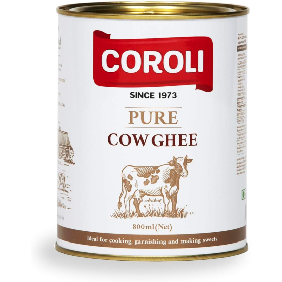 Coroli Pure Cow Ghee Tin 800 ml, Pack Of 12