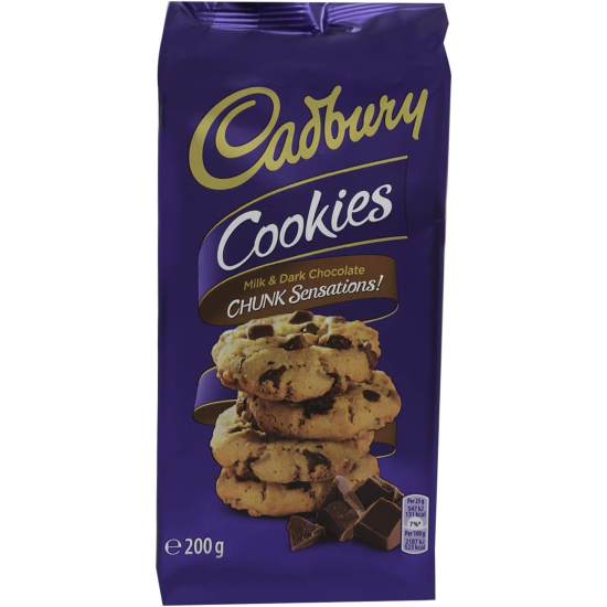 Cadbury Milk And Dark Chocolate Chunk Sensation Cookies 200g, Pack Of 12