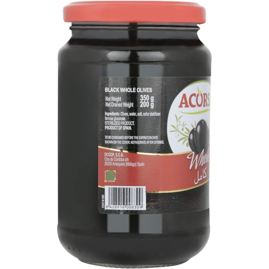 Acorsa Olives Black Plain Jar Pack Of 12x200 gm