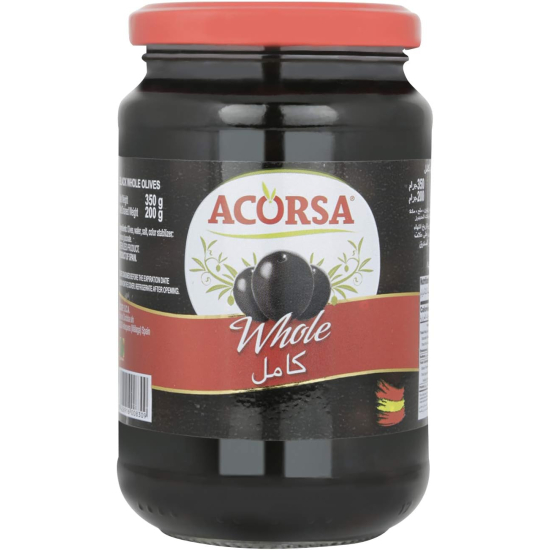 Acorsa Olives Black Plain Jar Pack Of 12x200 gm