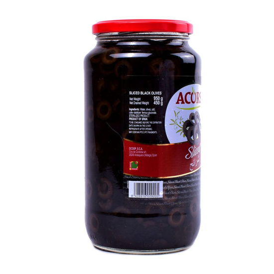 Acorsa Olives Black Sliced Jar 6x450g L/Jar