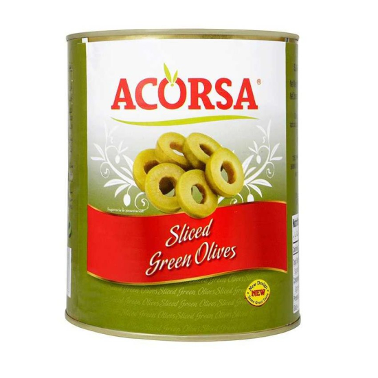 Acorsa Sliced Green Olive Tin Pack Of 6x1.56 Kg