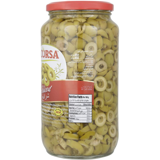 Acorsa Olives Green Sliced Jar 6x450gm L/Jar