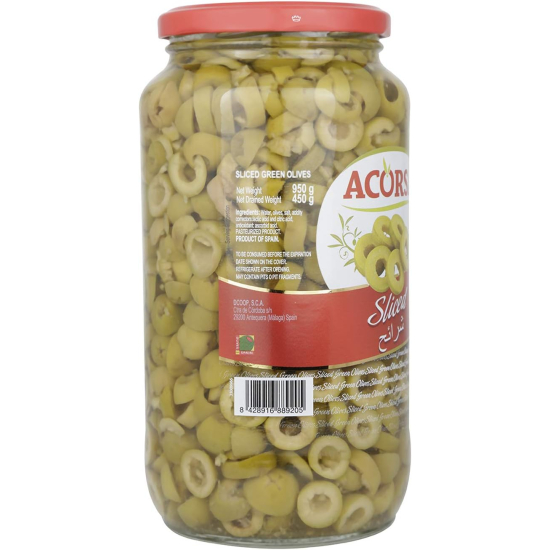 Acorsa Olives Green Sliced Jar 6x450gm L/Jar