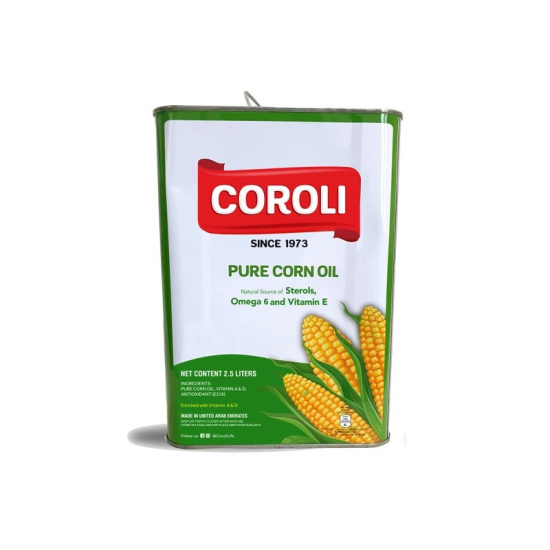 Coroli Pure Corn Oil Tin 2.5 Liters, Pack Of 6