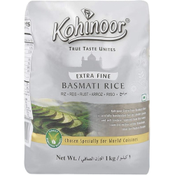 Kohinoor Extra Fine Basmati Rice Silver 1kg, Pack Of 20 Kohinoor Extra Fine Basmati Rice Silver 1kg, Pack Of 20