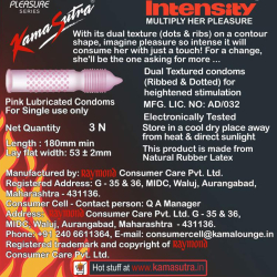 Kama Sutra Condom Intensity 3 Pieces, Pack Of 24 Kama Sutra Condom Intensity 3 Pieces, Pack Of 24