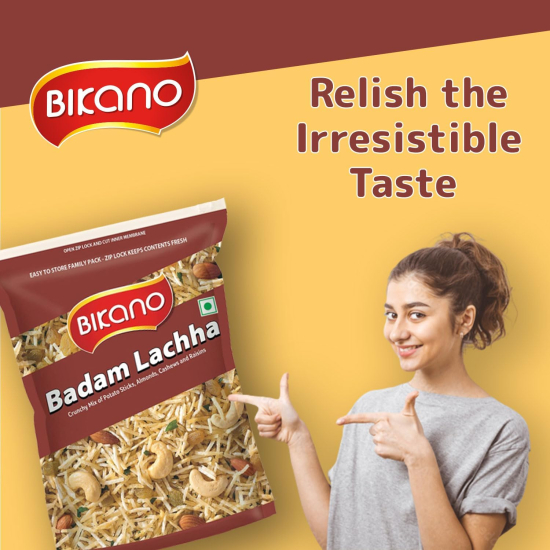 Bikano Namkeen Badam Lachha 400g, Pack Of 12