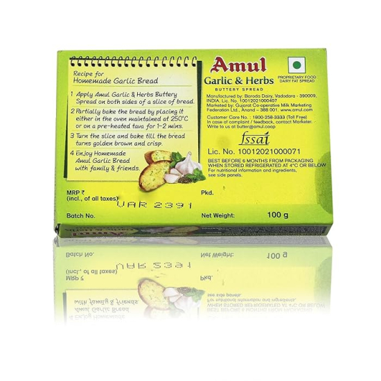 Amul Buttery Spread Garlic And Herbs, 100g