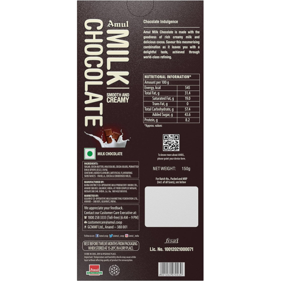 Amul Milk Chocolate 150g