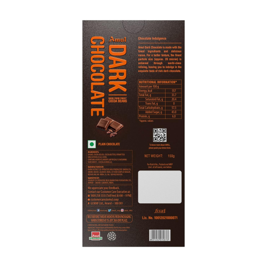 Amul Dark Chocolate 150g